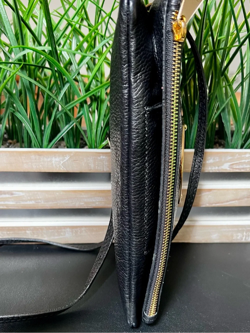 MULBERRY Classic Daria Spongy Pebbled Black Leather Fold-Over Clutch